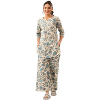 Leriya Fashion Women's Rayon Floral Regular Western Co-Ord Set (Lf-W1936&Tr958_White_M)