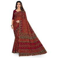 Tamaira Fashion Women's Plain Weave Pure Cotton Saree Without Blouse Piece(11188_Maroon)