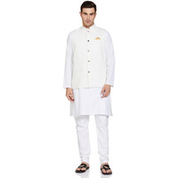 Be Active Men's Solid Linen Blend Kurta Pyjama 3 Piece Set || Men Kurta Pajama With Modi Jacket || Kurta Pajama Nehru Jacket For Men (C-Rfkt0001-16-Set-Xl)