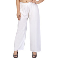 Aarika Women's Regular Fit Palazzo (Pl-Plain-08_White_Free Size)