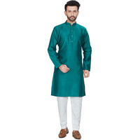 Be Active Men's Traditional Self Design Pattern Full Sleeves Kurta || Cotton Kurta For Men || Men Kurta For Wedding || Kurta For Men (My0017 2 L/42) Ocean Blue
