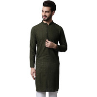 Jompers Men's Embroiderd Kurtas (Olive, Xl)