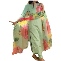 Patlani Women's Full Stitched Solid Salwar Suits With Floral Printed Dupatta.