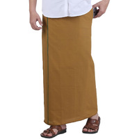 Prakasam Cotton Mens Kakki Colour Velcro Pocket Single Dhoti (Roja-Kakki) Size -Large (Hip Size 42 To 46)