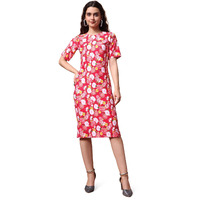 Purvaja Womens Bodycon Knee Length Dress (Wini-032-Cherry_Red_X-Large)
