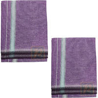 Prakasam Cotton Mens Single (1.28 X 2.00 Mtrs) Colour Thalapathi Border Dhoties/Fine Quality Single Dhoties (Purple)-Pack Of 2 Dhoties