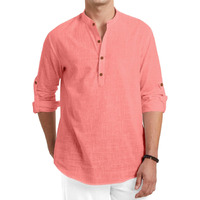 Royalscout Men Cotton Blend Full Sleeve Short Kurta Peach
