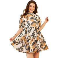 Rare Women's Georgette Fit And Flare Above The Knee Dress (Ep6232E_Off White_Xl)