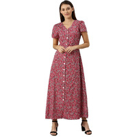 Rare Women's Crepe A-Line Maxi Dress (Ep6039_Red_S)