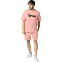 Royalscout Mens Night Suit | Men's Co-Ord Set | Lounge-Wear Night Dress Pajama Set | Summer Night Wear | Solid Plain Casual Pajama Shorts Set | Beach Wear (M, Peach)
