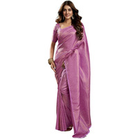 Satrani Women's Silk Blend Banarasi Jacquard Saree With Unstitched Blouse Piece (3819S408N_Lavender & Golden)