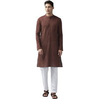 See Designs Men's Brown Cotton Straight Kurta With Slub Effect - Sdkt1024Xxl (Xxl)