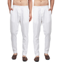 See Designs Men White Solid Pure Cotton Men's Pyjama (Pack Of 2)_Sdcbpj153L