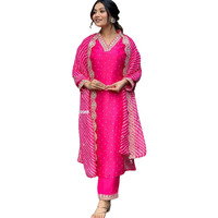 Shiv Textiles Women's Pink Chanderi Silk And Embroidery Kurta Pant Set For Women(Jd-Jenny-Pink-2Xl)