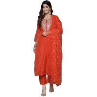 Varanga Women's Cotton Regular Kurta Kurta Bottom Set Dupatta Set