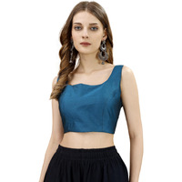 Womanista Women's Tafeta Solid Sleeveless Regular Fit Sequinned Blouse (Bls_53_Light Blue M)