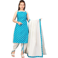 Aarika Girls Ethnic Wear Sea Green-Cream Colour Printed Silk Dhoti Kurta Set-8-15 Years (Dh-Tr-K-941)