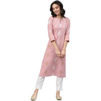 Ziyaa Women's Rayon Kurta Pant Set (Zikury3455Andpa-L_Pink_L)