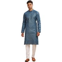 Be Active Men's Cotton Regular Fit Kurta (C-399-3_Blue, Large)