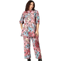 Dhruvi Trendz Womens Rayon Co-Ord Set Regular Fit Night Dress (Dt-W1712&Tr809_Peach_2Xl)