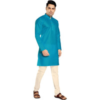 Divisive Men's Plain Cotton Blend Linen Slim Fit Kurta Pyjama Set (Dkrt61_Xl_Rama)