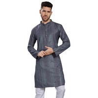 Divisive Men's Thread Embroidered Cotton Blend Only Slim Fit Kurta (Dkrt777_M_Grey)