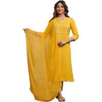 Fabnex Kurta Set For Women | Women Embroidered Kurta Set | Women Kurta Sets Kurtis | Women Kurta Pant Set (K-99-Yellow-Xl)