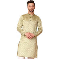 Jompers Mens Pista Woven Design Silk Blend Kurtas (Pista, S)