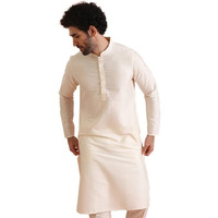 Kisah Mens Kurta|Solid Pattern Blended Fabric Mens Ethnic Wear|Regular Fit Mandarin Collar Long Sleeves, Off White, 42