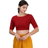 Oomph! Traditional Cotton Schiffli Fabric Blouse For Women |Elbow Length Sleeves | Wedding & Festival Wear | Comfortable & Trendy Ethnic Wear | Readymade Blouse For Saree & Lehenga