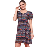 Oomph! Dress For Women Stylish| Summer Vacation Style |Floral Print Puff Sleeve Dress | Lightweight Flared Maxi For Casual & Holiday Wear