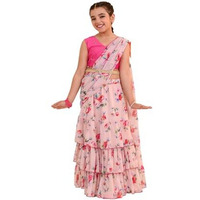 Pspeaches Girl's Polycotton Lehenga Choli (L-Peachrose_Peach_14-15Y)