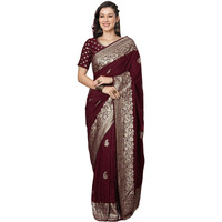 Satrani Women's Cotton Silk Banarasi Jacquard Saree With Unstitched Blouse Piece (4067S6414N_Maroon)
