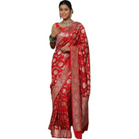 Sugathari Women's Banarasi Saree Pure Kanjivaram Silk Saree Soft New Ladies 2025 Design Wear Pattu Sarees Latest Sadi Party Sari Collections With Blouse Piece (San Pari-222-Red)