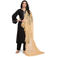 Weavers Villa Poly Net Embellished Dupatta, Chunni (Beige), 2.10 Mtrs