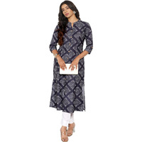 Tadkee Women Printed Kurta With Pant (Nx-Kurti-Pant-Box-112-Navy-Xl)