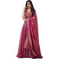 Xomantic Fashion Womens Semi Stitched Lehnega Choli (Dark Pink, Free)