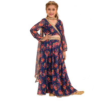 Pspeaches Girl's Polyester Readymade Lehenga Choli (L-Navymulti_Navy_8-10Y)
