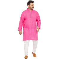 Bigbanana Plus Size Men's Regular Fit Kurta (Ullas-Pink,Pink,5Xl)