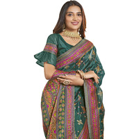 Glory Sarees Women's Kashmiri Pashmina Organza Silk Woven Saree With Blouse Piece (Heritage_Silk109_Rama)