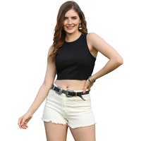 Greciilooks Women Ribbed Western Regular Fit Blouse (Black, X-Large)