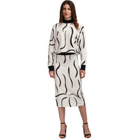 Purvaja Women's Polyester Blend Cocktail Midi Dress (Maxi-017-Black Snake-M_Black