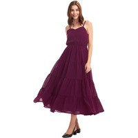 Selvia Western Dress For Women|Georgette Dress For Women|Fit & Flare Dress|Solid Dress For Women|One Piece Dress For Women (401Tk7266N-M_Deep Purple)