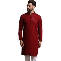 Sojanya (Since 1958 Men's Pure Cotton Maroon Sequence Only Long Kurta