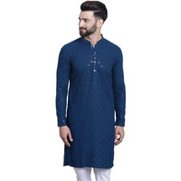 Sojanya (Since 1958 Men's Pure Cotton Teal Blue Sequence Only Long Kurta