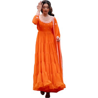 Fashion Basket Georgette Anarkali Kurta For Women Orange