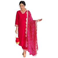 Shiv Textiles Silk Blendembroidery Ethnic Kurta Set For Women(Jd-Parul-Red-Xxl)
