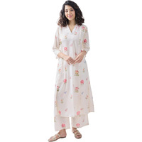 Toochki Kurta Set For Women | Two Piece | Kurti | White Floral Printed Rayon (Tkcbl-Ry-325-Wh-Ks $Parent)