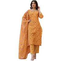 Varanga Women Pink Straight Kurta Paired With Tonal Kurta Bottom Set