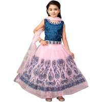 Aarika Girls Ethnic Wear Teal-Pink Colour Thread Embroidery Net Lehenga Choli Set With Dupatta-3-9 Years (Lch-Shm-1527)